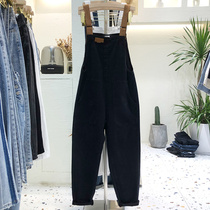 Denim Strap pants female Korean version of loose short jumpsuit 2021 new spring and autumn Net red cool salt pants