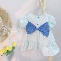 Girls summer dress skirt 2021 new Korean version of the childrens loose Foreign style bow princess dress baby dress tide