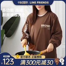 LINE FRIENDS oil-proof waterproof apron home kitchen Women summer Cute Cartoon All-inclusive cooking gown