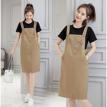Small foreign-backed skirt womens long spring and summer Korean students loose thin cute suspenders dress