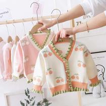 Baby sweater coat womens cardigan 2020 new spring and autumn foreign baby girl Korean childrens sweater