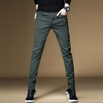 Spring and autumn jeans men 2021 new pants high-end slim straight tube elastic slim feet casual mens pants tide