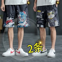  2021 new beach pants quick-drying can go into the water personality mens trendy brand swimming trunks water park loose five points