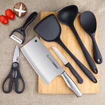 Kitchen knife Cutting board 2-in-1 kitchenware set Household cutting board Full set of kitchen stainless steel meat cutting knife
