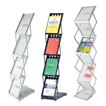 A4 folding data catalog rack Aluminum alloy single-page magazine display rack Portable exhibition data rack