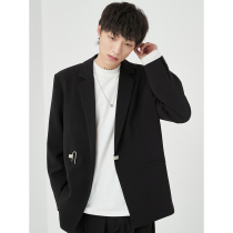 EBUSI mens high fixed light luxury three-dimensional tailoring metal buckle casual long sleeve suit Ruffian handsome small suit jacket tide