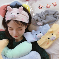 Cute piglet plush hair band Korean Net red students wash face mask hair band hair band hair hoop girl heart simple simple