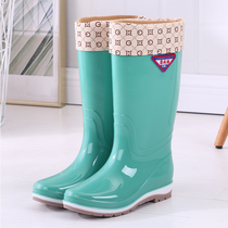High tube rain boots Womens water shoes Womens rain boots Long tube middle tube fashion waterproof shoes Kitchen non-slip rubber shoes Work galoshes