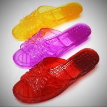Crystal slippers womens non-slip transparent sandals plastic vintage nostalgia classic home indoor jelly home plastic