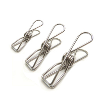 Stainless steel clip large medium and small size clothes clip clothes clip drying hanger auxiliary anti-wind one-piece solid wire clip