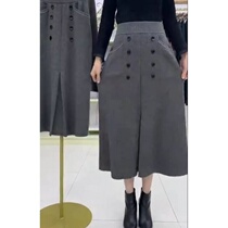 Spring and autumn 2021 net red new wild temperament soft and comfortable long skirt Korean fashion gray skirt womens clothing