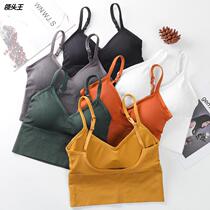 Kaka with the same beautiful back underwear sling seamless thread wrap chest girl sports vest large U-shaped original custom