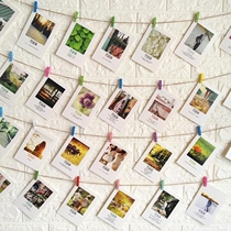 Hanging Wall lanyard photo wall card restaurant decoration painting American photo wall decoration hemp rope clip Korean