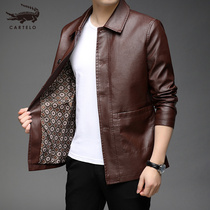 Crocodile leather men 2021 Spring and Autumn New slim leather sheepskin jacket mens high-end business casual coat