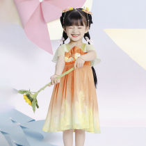 Xizi asked Hanfu girl dress Tang Dress Childrens kimono dress Retro super fairy little girl costume baby summer
