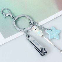 Creative nail clippers ear scoop keychain cartoon animal ear scoop nail clippers multifunctional car key pendant
