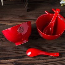 Wedding bowl chopsticks set ceramic bowl red bowl wedding gift to send newcomers to bowl wedding supplies return gift