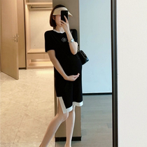 Pregnant women dress spring summer high quality fragrance Aa character mom repair thin knitting knitting skirt