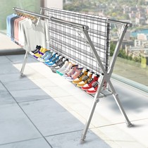 Stainless steel floor-to-ceiling drying rack bedroom telescopic balcony quilt artifact household clothing rod folding drying hanger