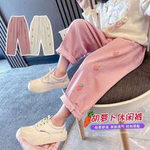 M2023 new girl casual pants small and medium-sized baby girl Fashion outside wearing long pants little girl pants child spring fall
