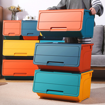 Front open flap childrens toy storage box plastic household snacks clothes book storage box finishing cabinet