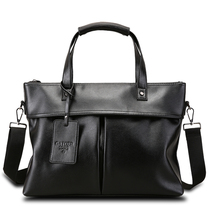 Yerkang mens Hand bag soft leather Business Mens bag horizontal shoulder diagonal leisure bag