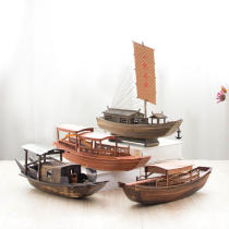 Toys retro wooden boat Chinese wulak boat small wooden boat solid wood boat fishing pure handmade model ornaments fishing boat
