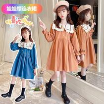 Girl dress 2021 Autumn New style big childrens dress little girl fashionable doll collar Princess dress tide