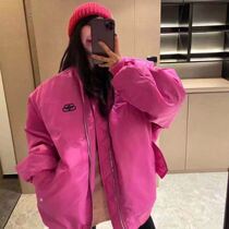 Tide brand Paris lock buckle printed cotton coat women 2020 Autumn and Winter men and women lazy wind thickened down cotton coat tide
