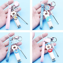 Creative cute ins net celebrity nail scissors ear digging spoon keychain Nail clippers multi-function girls key ring pendant