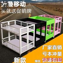 Wrought iron display rack table wheel folding flower rack mobile portable indoor fruit stall clothes cart