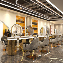  Net celebrity barber shop mirror table Stainless steel hair cutting double-sided mirror hair salon dedicated wireless charging integrated ironing table