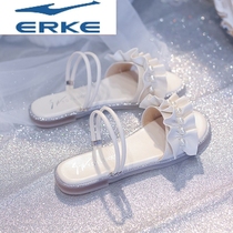 Hongxing Erke Roman sandals womens summer wear 2021 fairy wind student cool slippers two wear low-heeled flats