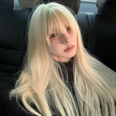 taobao agent Light golden color wig Female long straight hair net red and the same lolita daily fluffy natural simulation of human hair full set