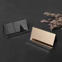 Creative stainless steel business card holder business office desktop ornaments front desk business card box storage display mobile phone holder