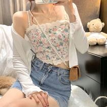 Floral sweet hot girl style lace camisole top womens summer wear small fresh 2021 summer new product(
