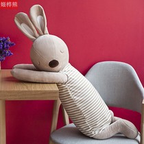 Cute rabbit pacifying pillow long pillow doll plush toy sleeping bed cloth doll birthday gift girl