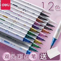 Deli Liujin painted pen Glitter pen Glitter luminous shiny fluorescent quicksand silver discoloration do hand account greeting card