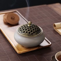 Ceramic incense burner household tea ceremony accessories retro incense lavender indoor for Buddha ornaments purification air pan incense burner