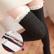 Knee socks children Japanese lace lace stockings cotton autumn and winter students Sports non-slip high socks