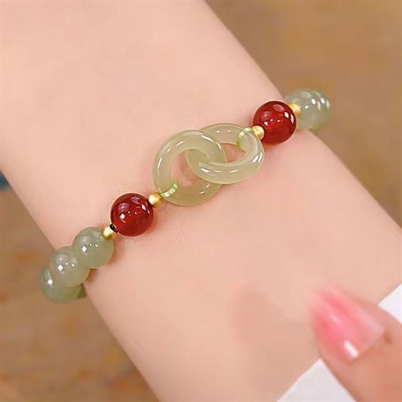 New Chinese Hotan Jade Bracelet Bracelet Female Ins Small design Safe clasp