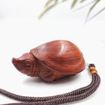 (Solid Wood) red sour branch wood hand pieces rich armour new wood carving crafts turtle shell King eight ornaments pendant