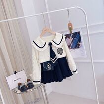 2021 autumn dress new girl college style English style childrens clothing girl suit childrens dress two-piece tide