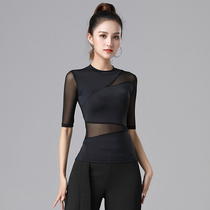 2021 new Latin dance top female adult sexy mesh stitching dance national standard modern dance practice suit summer
