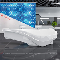 Special-shaped paint front desk office desk curved company Hall reception table creative simple cashier counter customization