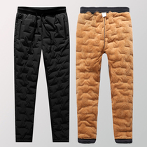 Rich Expensive Birds Winter New Middle Aged Cotton Pants Masculine Gvet Thickened Warm Trousers Dad Winter Dress Down Cotton Pants