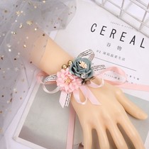 Wrist flower hand flower wedding new bride bridesmaid sister group Chinese Rose Red pink white bracelet wrist