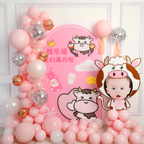 Niu baby boys and girls one-year-old birthday decoration scene layout 100-day feast KT board balloon background wall