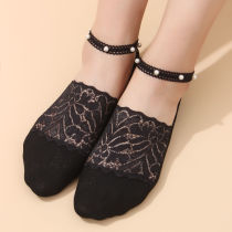 Pearl Foot Chain Socks Children Deep Mouth Ship Socks Summer Thin Lace Full Cotton Invisible Socks Nets Red Ins Tide 100 hitch