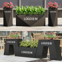 Outdoor wrought iron flower box combination fence partition planting flower trough square sales department outside swing stainless steel flower pot customization